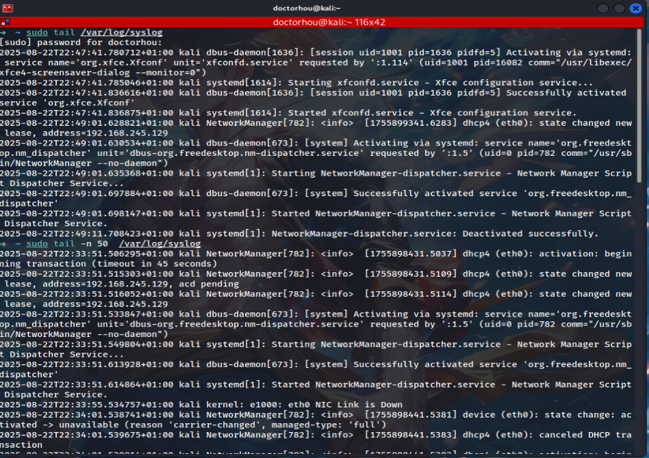 Tail Syslog Linux Arabic