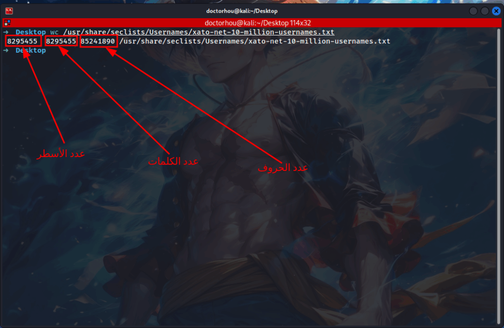 Wc Username Linux Arabic